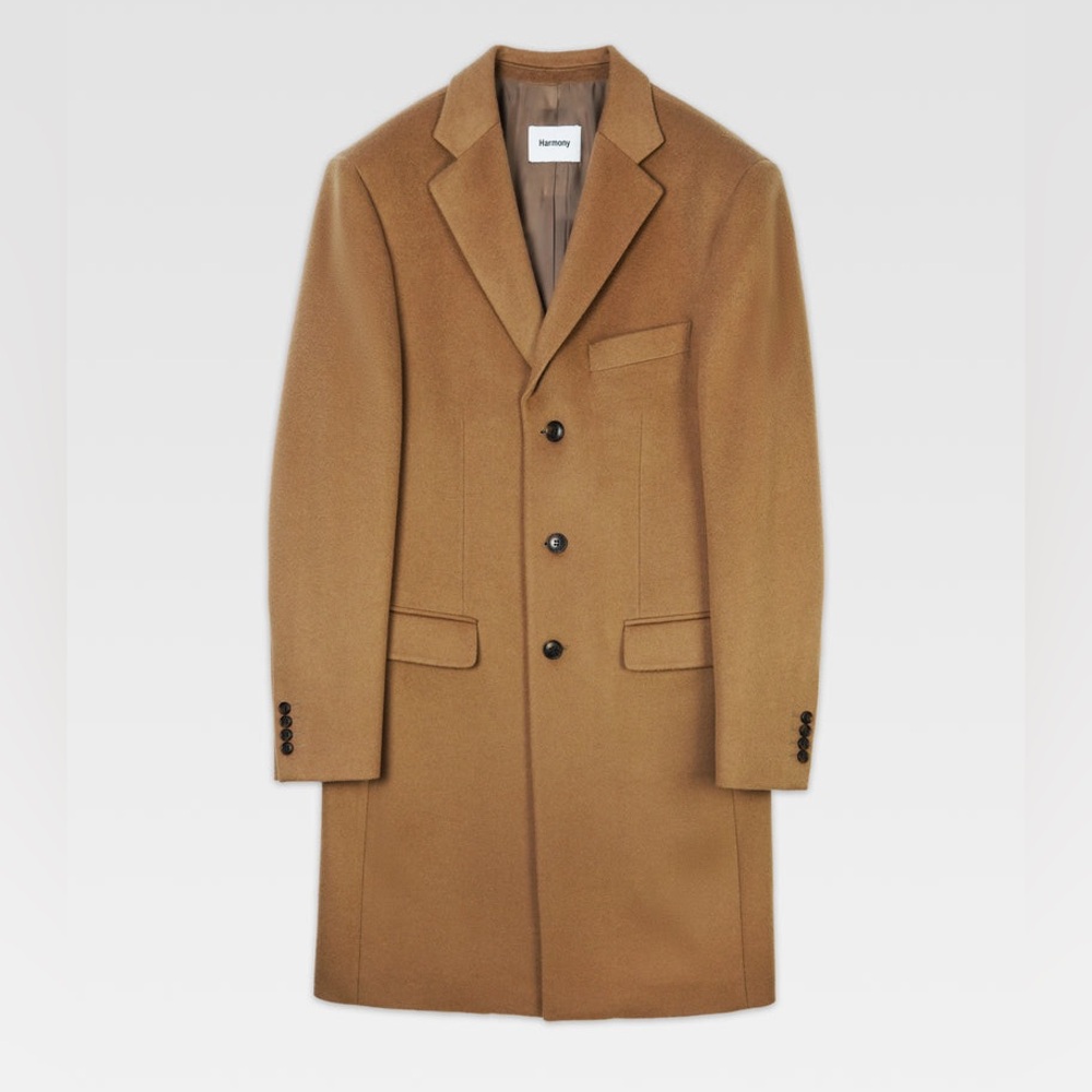 Men's Camel 100% Wool Overcoat